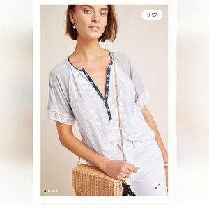 Anthropologie Dulcinea Embroidered Blouse